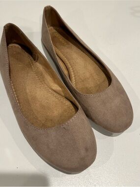 Old Navy Taupe Suede-Look Ballet Flats